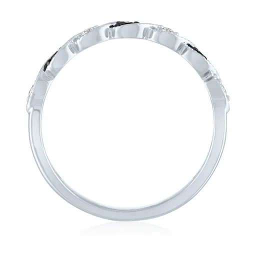 Black & White Diamond Stack Band In 10K White Gold (1/10 Ct. Tw.)