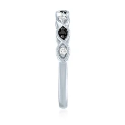 Black & White Diamond Stack Band In 10K White Gold (1/10 Ct. Tw.)