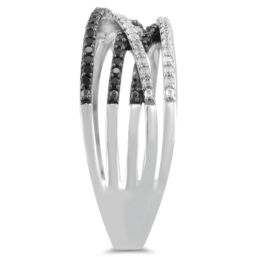 Black And White Crossover Band In Sterling Silver (1/3 Ct. Tw.)