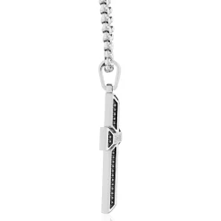Black And White Diamond Cross In Stainless Steel (1/2 Ct. Tw.)