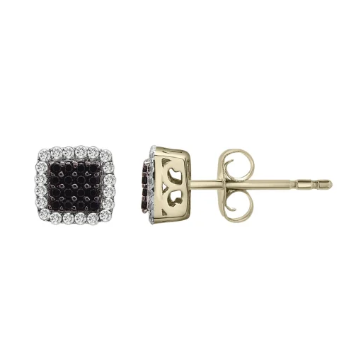 Black And White Diamond Earrings In 10K Yellow Gold (1/4 Ct. Tw.)