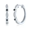 Black And White Diamond Huggie Earrings In Sterling Silver (1/10 Ct. Tw.)