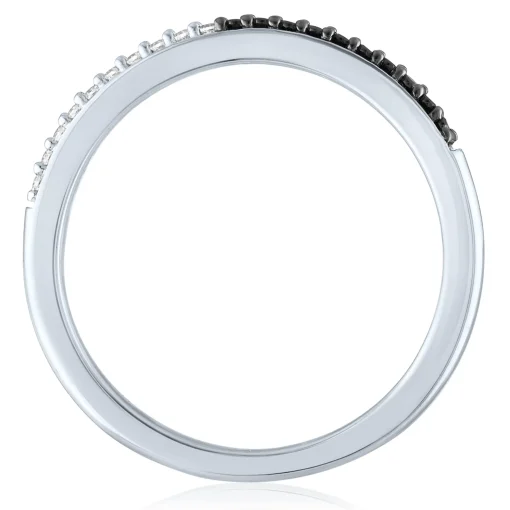 Black And White Diamond Stack Band In Sterling Silver (1/10 Ct. Tw.)