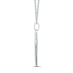 Black Cross Pendant With Diamond Accents In Black Enamel & Sterling Silver