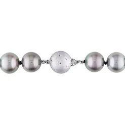 Black Cultured Tahitian Pearl Necklace In 14K White Gold, 10-13Mm, 18"