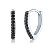 Black Diamond Chevron Huggie Earrings In Sterling Silver (1/10 Ct. Tw.)
