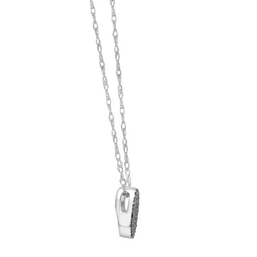 Black Diamond Circle Pendant In 10K White Gold (1/10 Ct. Tw.)