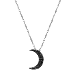 Black Diamond Crescent Moon Pendant In 10K White Gold (1/10 Ct. Tw.)