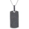Black Diamond Dog Tag Pendant In Sterling Silver (1 Ct. Tw.)