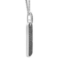 Black Diamond Dog Tag Pendant In Sterling Silver (1 Ct. Tw.)