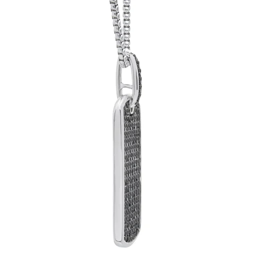 Black Diamond Dog Tag Pendant In Sterling Silver (1 Ct. Tw.)