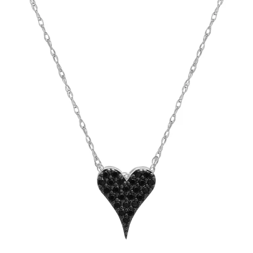 Black Diamond Heart Pendant In 10K White Gold (1/10 Ct. Tw.)
