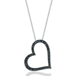 Black Diamond Heart Pendant In Sterling Silver (1/2 Ct. Tw.)