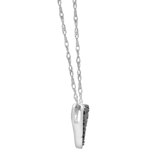 Black Diamond Heart Pendant In 10K White Gold (1/10 Ct. Tw.)