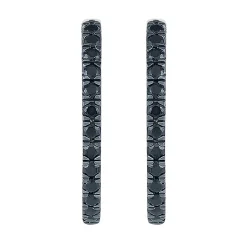 Black Diamond Hoop Earrings In Sterling Silver (1/2 Ct. Tw.)