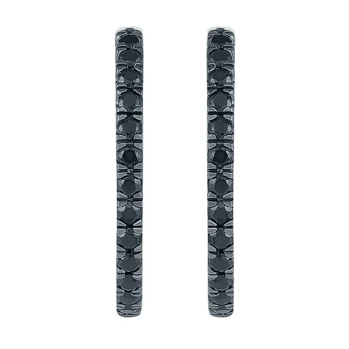 Black Diamond Hoop Earrings In Sterling Silver (1/2 Ct. Tw.)