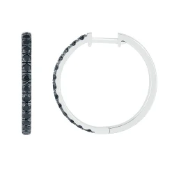 Black Diamond Hoop Earrings In Sterling Silver (1/2 Ct. Tw.)
