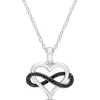 Black Diamond Infinity Heart Pendant In Sterling Silver (1/7 Ct. Tw.)