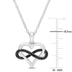 Black Diamond Infinity Heart Pendant In Sterling Silver (1/7 Ct. Tw.)
