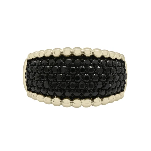 Black Diamond Multi-Row Ring In 10K Yellow Gold (1 Ct. Tw.)