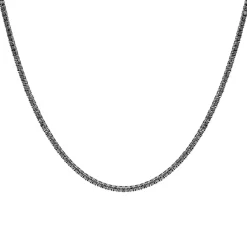 Black Diamond Necklace In Sterling Silver, 22"