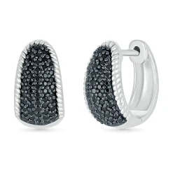 Black Diamond Wedge Hoop Earrings In Sterling Silver (1/2 Ct. Tw.)
