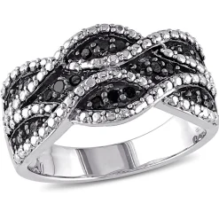 Black Diamond Woven Ring In Sterling Silver (1/4 Ct. Tw.)