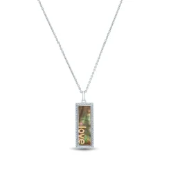 Black Mother Of Pearl Love Pendant In Sterling Silver & 10K Yellow Gold