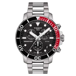 Black Seastar 1000 Chronograph Men's Watch In Stainless Steel