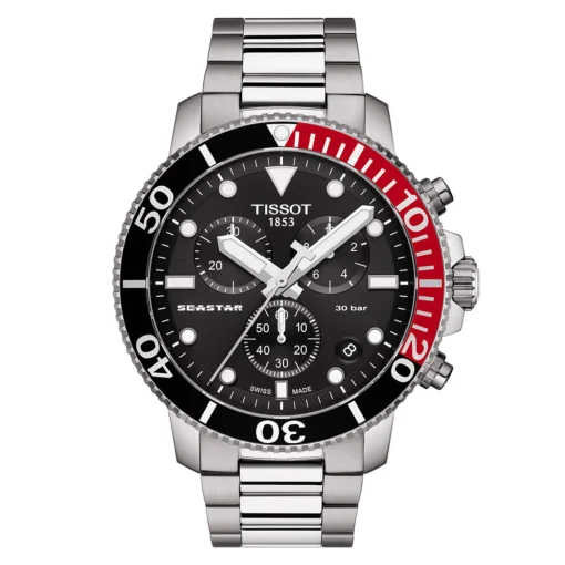 Black Seastar 1000 Chronograph Men's Watch In Stainless Steel