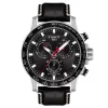 Black Supersport Chrono Men's Watch With Black Leather Bracelet In Stainless Steel