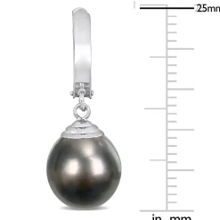 Black Tahitian Pearl Drop Earrings In 14K White Gold