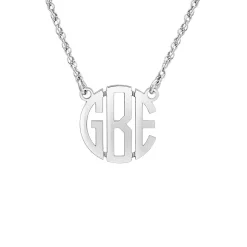 Block Letter Monogram Necklace In Sterling Silver