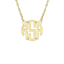 Block Letter Monogram Necklace In 14K Yellow Gold