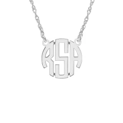 Block Letter Monogram Necklace In 10K White Gold