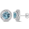 Blue & White Topaz Earrings In Sterling Silver