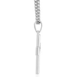 Blue Diamond Accent Cross Pendant In Stainless Steel