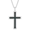 Blue Diamond Cross Pendant In Stainless Steel (1/5 Ct. Tw.)
