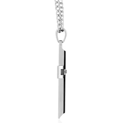 Blue Diamond Cross Pendant In Stainless Steel (1/5 Ct. Tw.)