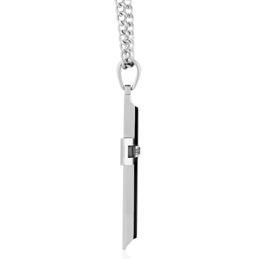 Blue Diamond Cross Pendant In Stainless Steel (1/5 Ct. Tw.)