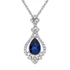 Blue Sapphire & 1/5 Ct. Tw. Diamond Pendant In 10K White Gold