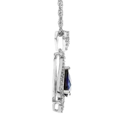 Blue Sapphire & 1/5 Ct. Tw. Diamond Pendant In 10K White Gold