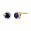 Blue Sapphire & Diamond Accent Stud Earrings In 14K Yellow Gold