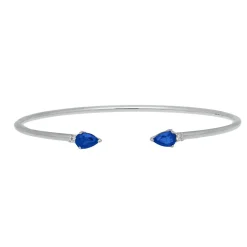 Blue Sapphire & Diamond Cuff Bracelet In 10K White Gold