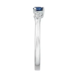 Blue Sapphire & Diamond Ring In 10K White Gold