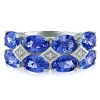 Blue Sapphire And Diamond Accent Ring In 18K White Gold