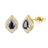 Blue Sapphire And Diamond Earrings In 10K Yellow Gold (1/4 Ct. Tw.)
