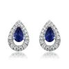 Blue Sapphire And Diamond Stud Earrings In 10K White Gold (1/6 Ct. Tw.)