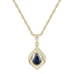 Blue Sapphire And Diamond Pendant In 10K Yellow Gold (1/4 Ct. Tw.)