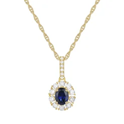 Blue Sapphire And Diamond Pendant In 10K Yellow Gold (1/4 Ct. Tw.)